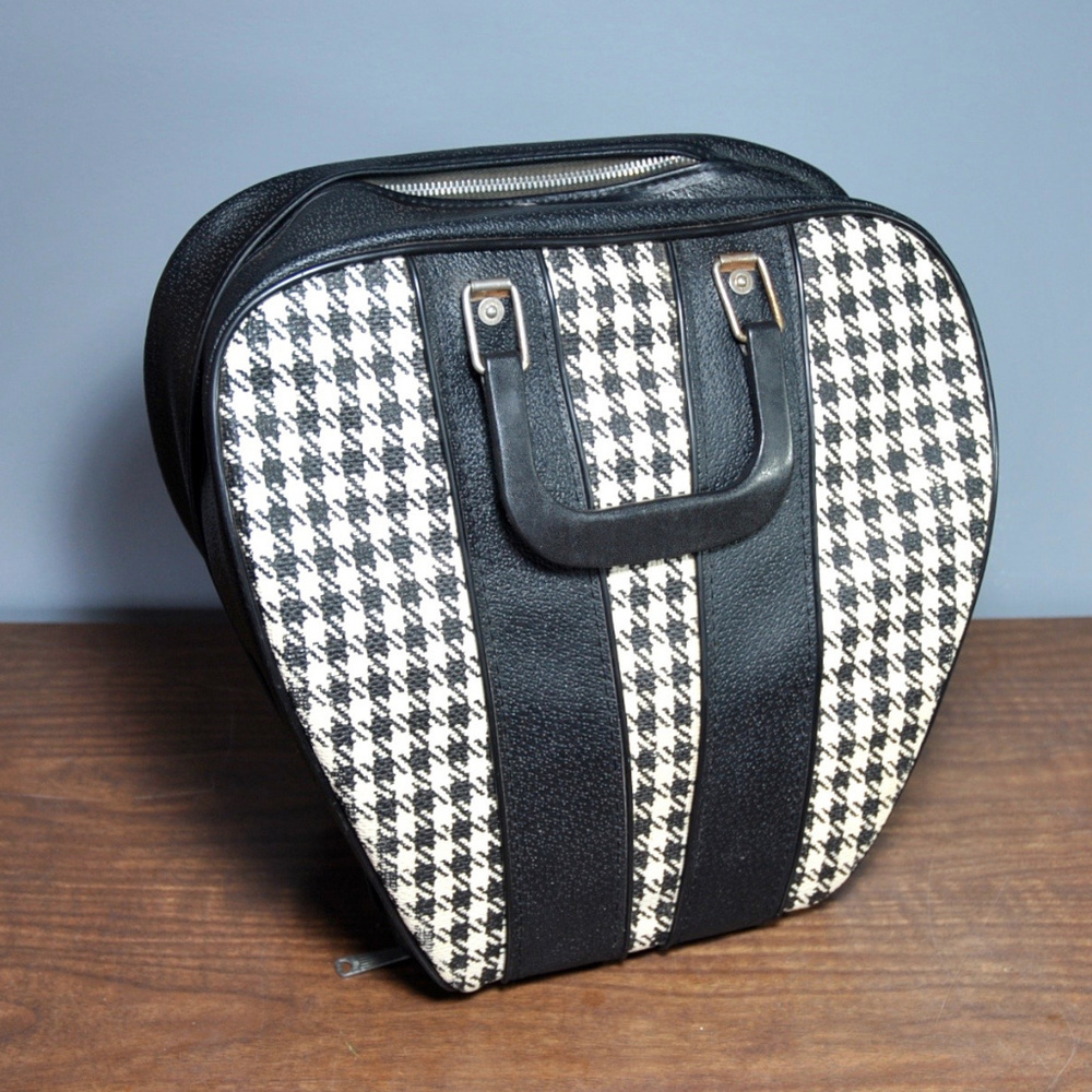Vtg 70s houndstooth check bowling bag Brunswick EX